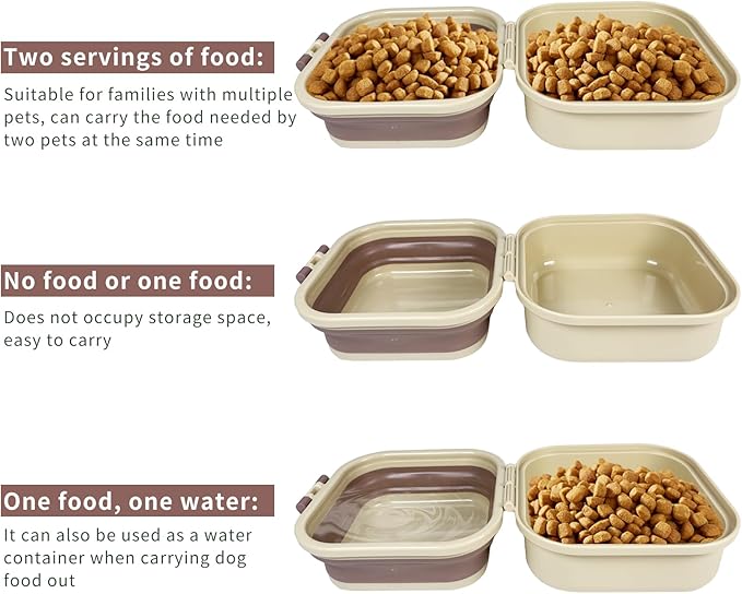 Collapsible Dog Water Bowl, Portable Dog Bowl for Traveling, 2-in-1 Pet Food and Water Feeder - Travel Dog Bowls with Lid for Walking, Traveling, Camping and Hiking