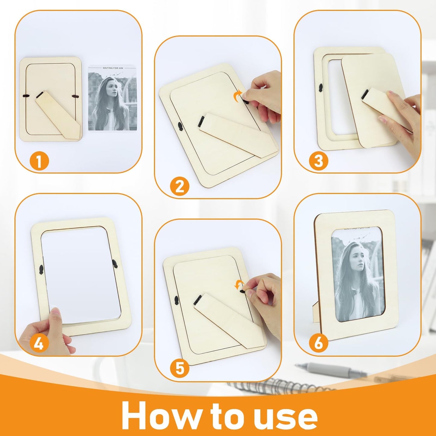 VOKOY 15 Pack Wooden Picture Frames for Crafts,DIY Wood Craft Picture Frames for 4" x 6" Photos,Unfinished Standing Photo Frames DIY Crafts Wood Decorate for Mother's Day Birthday Party Gifts