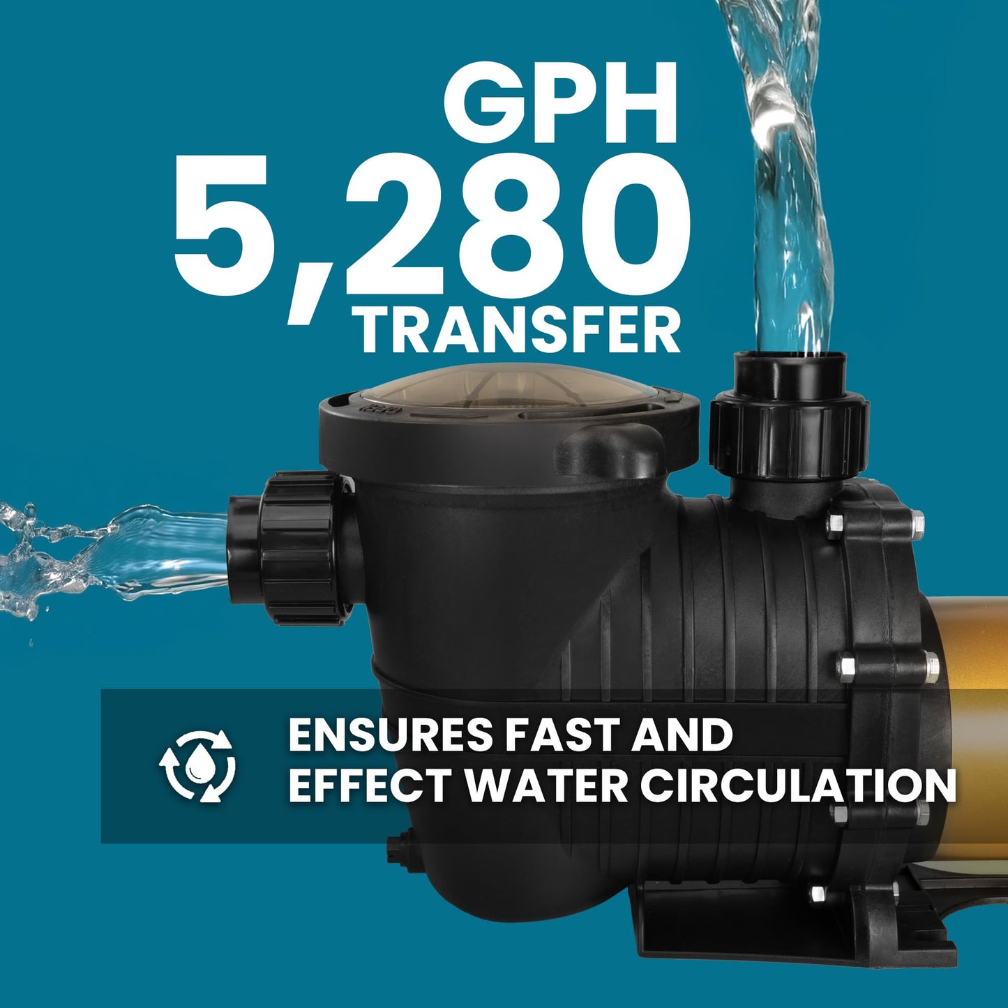 XtremepowerUS In-Ground Swimming Pool Pump Spa 1.75HP Dual Speed High Flow 5,280 GPH 1.5" NPT w/ Slip-On Fitting Included, Filter Basket, 230V