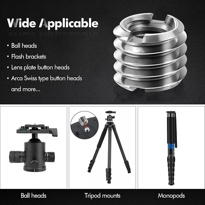 6PCS 1/4" to 3/8" Camera Convert Screw Tripod Adapter Mount, 3/8" to 1/4" Convert Screw Adapter Tripod Ball Head Reducer for Tripod, Monopod, Stainless Steel