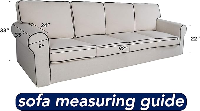 PureFit Super Stretch 4 Seater Sofa Slipcover – Spandex Non Slip Soft Couch Sofa Cover, Washable Furniture Protector with Non Skid Foam and Elastic Bottom for Kids, Pets （XX Large, Tan）