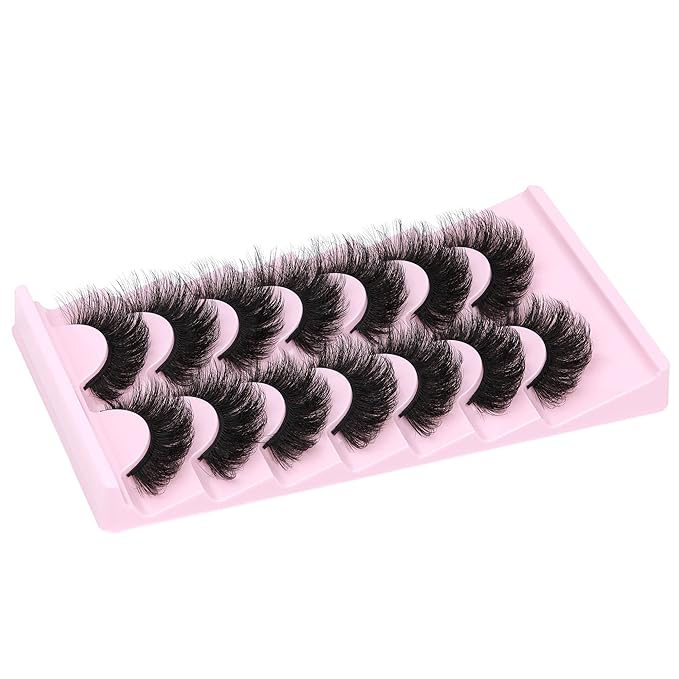 Mink Lashes Thick Eyelashes Flutter Volume False Eyelashes 20MM Long Fake Eyelashes Dramatic Full 5D Faux Mink Eyelashes Big Eye Lashes 7 Pairs ALICROWN