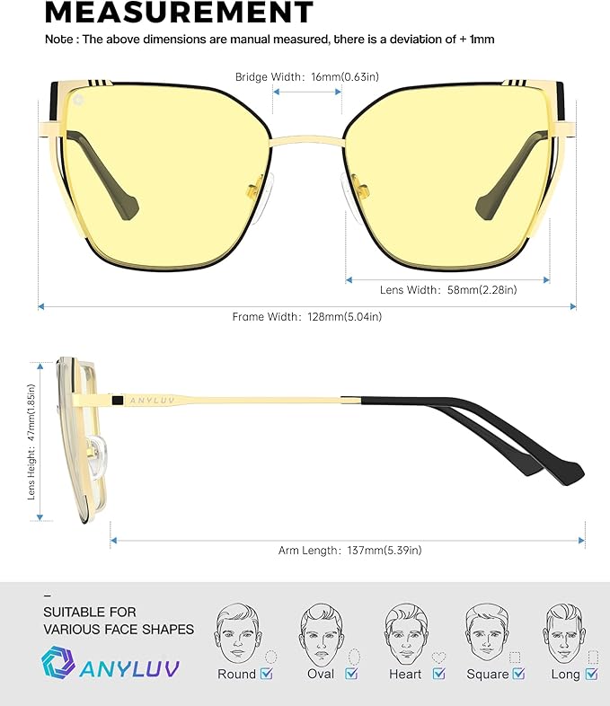 ANYLUV Blue Light Glasses for Woman Men, Womens Blue Light Blocking Glasses Computer Glasses Anti Eyestrain