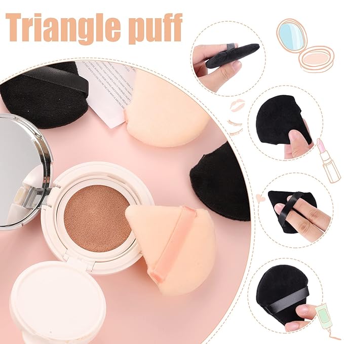 Pimoys 6 Pieces Powder Puff Face Triangle Makeup Sponge Soft Velour Puffs for Loose Powder Setting Powder Blender Foundation Sponge Beauty Makeup Tool for Women