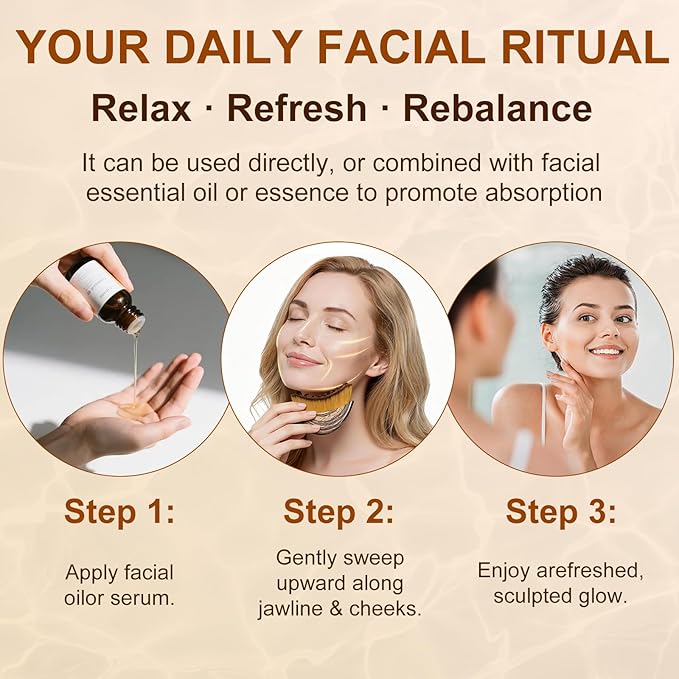 Lymphatic Contour Face Brush - Super Soft Bristles Face Massage Brush to Reduce Puffiness & Define Jawline, Manual Lymphatic Drainage Tool with Ergonomic Handle Sensitive Skin Care (Cinnamon-1pcs)