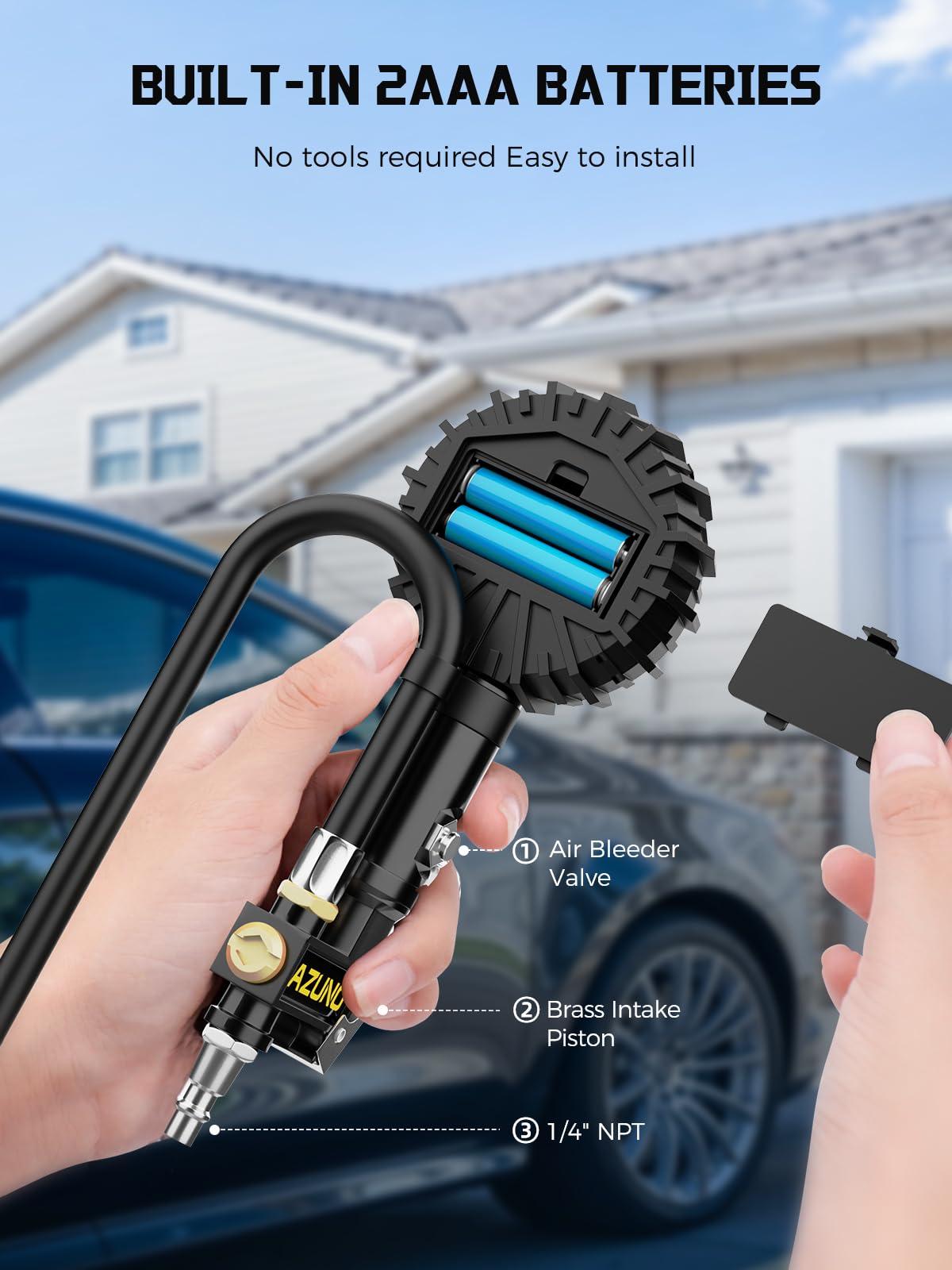 Tire Pressure Gauge, 3-in-1 Digital Tire Inflator with Air Blow Gun, 200PSI for Car Truck Motorcycle, with LED Screen, 4 Units for Air Compressor (1/4" NPT)