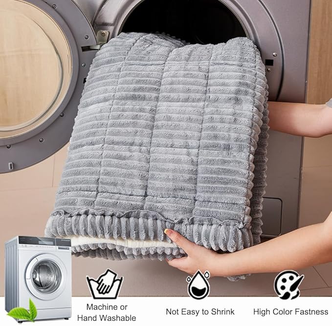 Couch Cover for Dogs Washable, Fuzzy Pet Couch Covers for 3 Cushion Sofa Pet Friendly, Non Slip Sofa Cover (Light Blue-Grey, 27.6" x 59"/70 x 150cm)