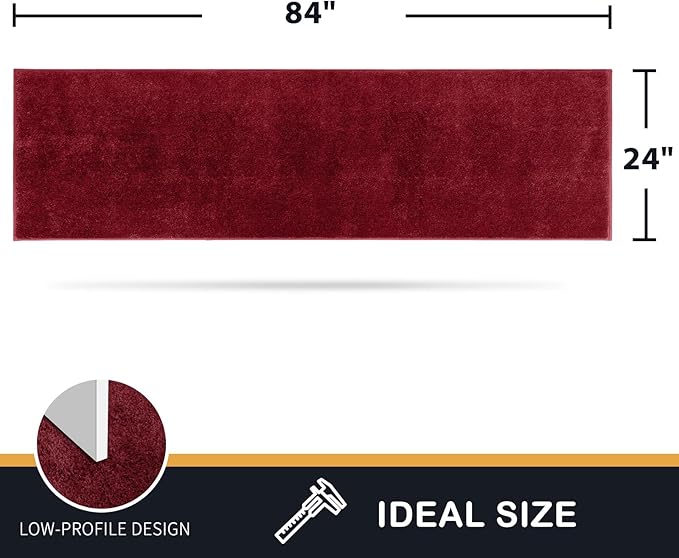 PURRUGS Dirt Trapping Door Mat 24" x 84", Non-Slip Machine Washable Entryway Rug, Dog Doormat, Indoor Front Door Mat, Super Absorbent Entry Rug for Muddy Shoes & Paws, Burgundy Red