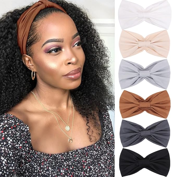 Kachanaa 6 Packs New Wide Headbands for Women's Hair,Non Slip Soft Elastic Bandeau Hair Bands Makeup Yoga Workout Running Sweat Hair Wraps Fashion Hair Accessories