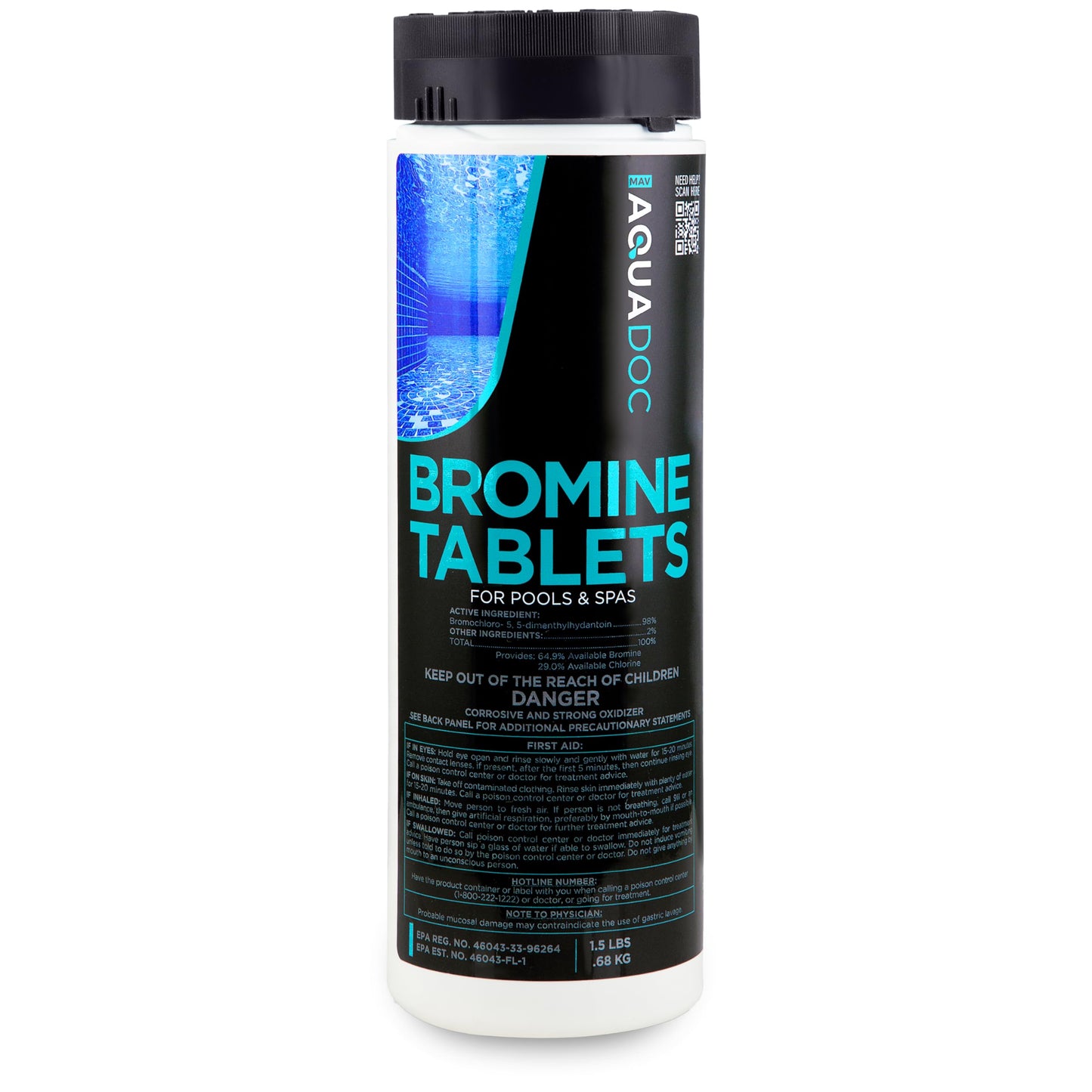 AquaDoc Bromine Tablets for Hot Tub & Spa - 1.5lbs Sanitizing Bromine Recommended for Hot Tubs