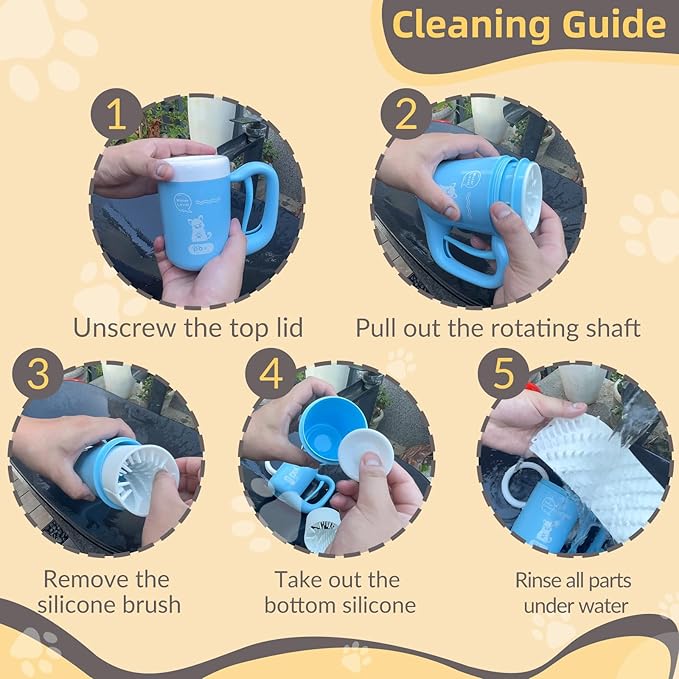 Medium Pet Paw Cleaner Cup - Easy Press Design Dog Foot Washer with Soft Massage Brush & Absorbent Towel - Reusable Durable Paw Cleaning Cup for Dogs Cats, Easy to Clean Handheld Bath Tool