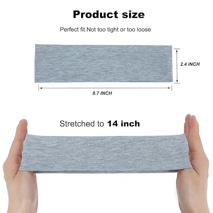 9Pcs Headbands for women Non Slip Headband, Soft Elastic Hair Bands for Women's Hair, Fashion Cotton Cloth Stretchy Sweat Bands Headbands for Sports, Makeup, Gym, Running,Yoga, Workout (3Colors-A)