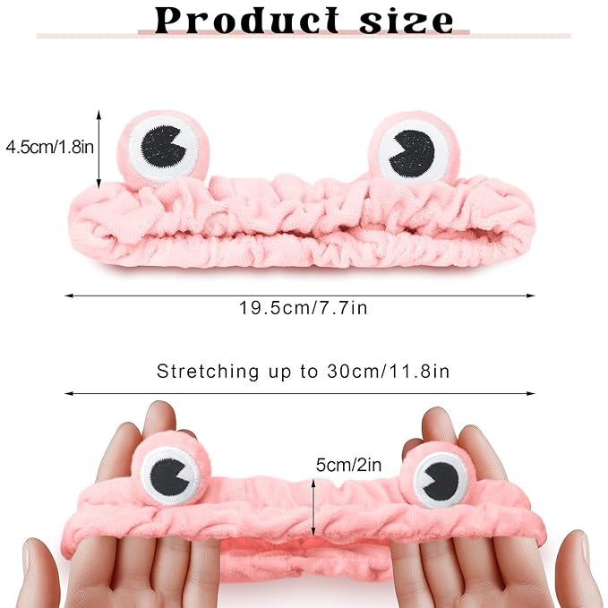 Jowmoy Pink Frog Eye Elastic Headband - Versatile for Spa, Skincare, Makeup, Face Wash, Fun Gift for Women (1 Pack)