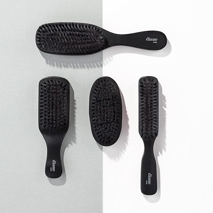 Diane 7-Row Boar Bristle Wave Brush – Soft 100% Boar Bristles for Fine to Medium Hair, 360 Waves, Smoothing & Polishing, Gentle on Scalp, Real Wood Handle, Beard & Mustache Styling