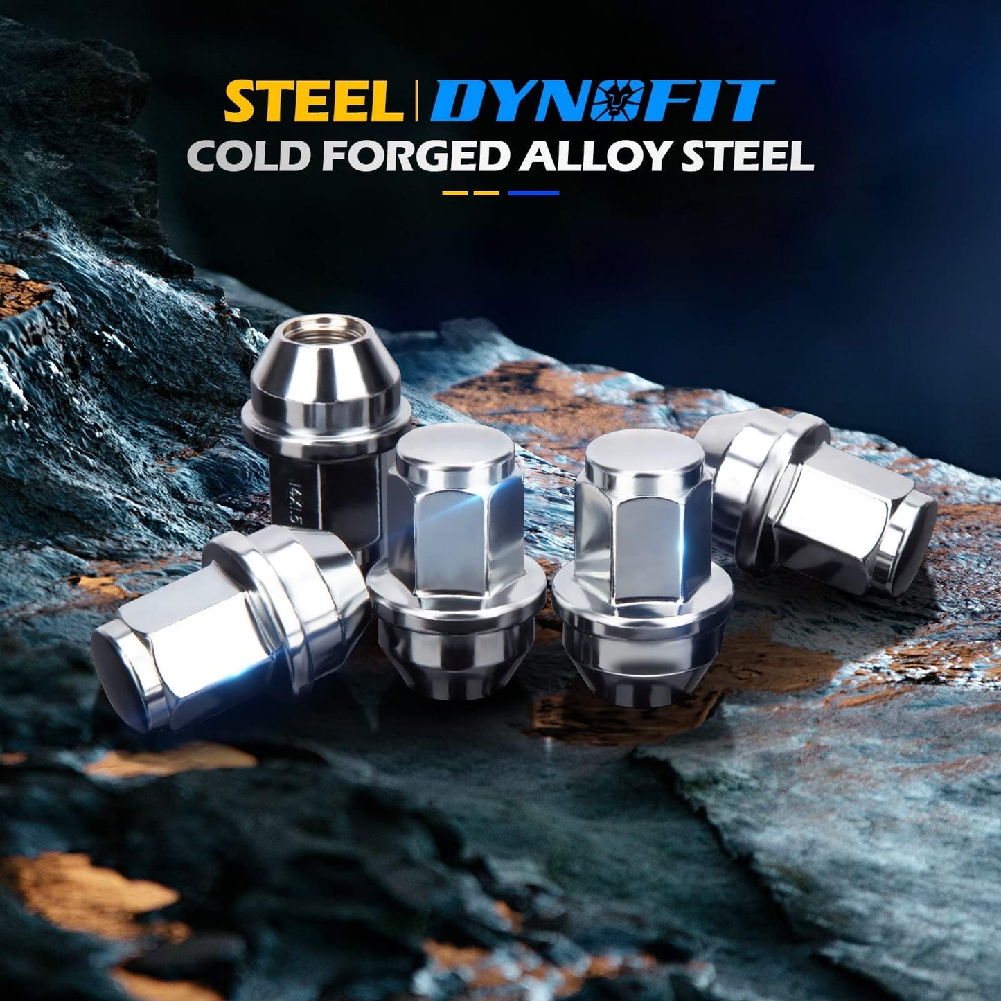 dynofit 24pcs 14x1.5 OEM/Stock Lug Nuts for 2015-2019 Expedition/F-150, M14-1.5 One-Piece Design Factory Chrome Wheel Lugnuts for Lincoln 2015-2023 Navigator, 21mm Hex Anti-Rusting Updated
