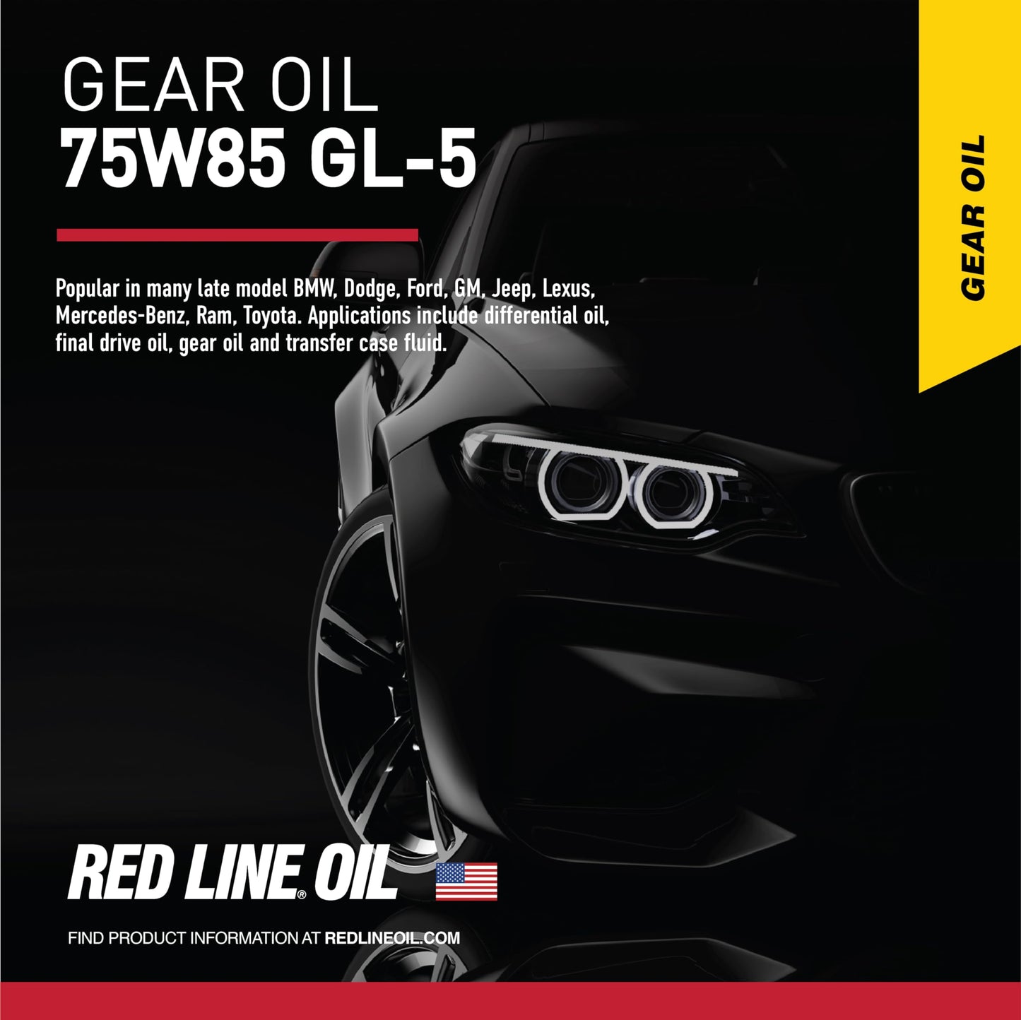 Red Line 50105 75W85 GL-5 Full Synthetic Gear Oil for Hypoid Limited Slip Differentials - 1 Gallon (2 Pack)