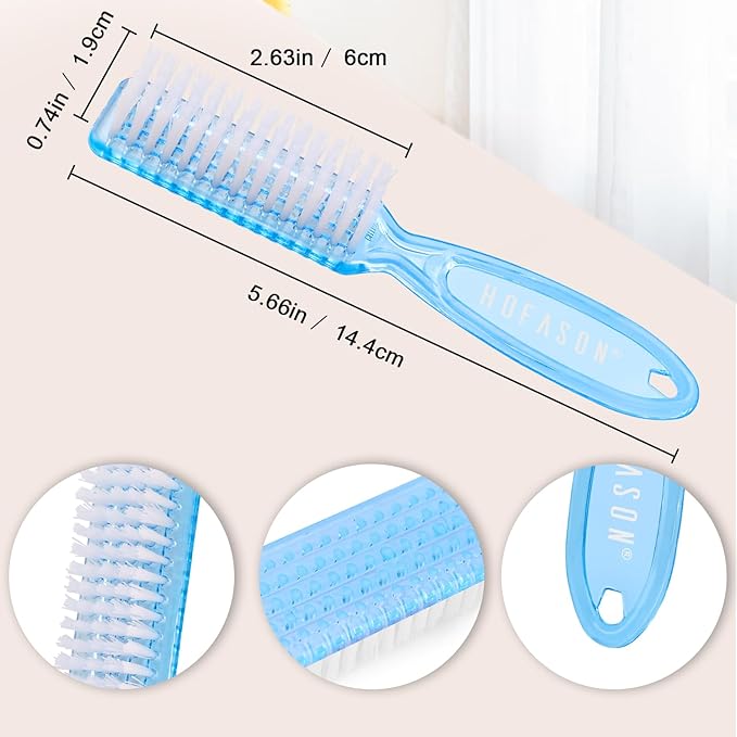 HOFASON 6 Pack Nail Brush for Cleaning Fingernails, Nail Brush Handle Grip Brush for Nail and Toenail Foot, Nail Dust Brush Manicure Pedicure Tools Scrubbing Brush Women Men Home Salon (Clear)
