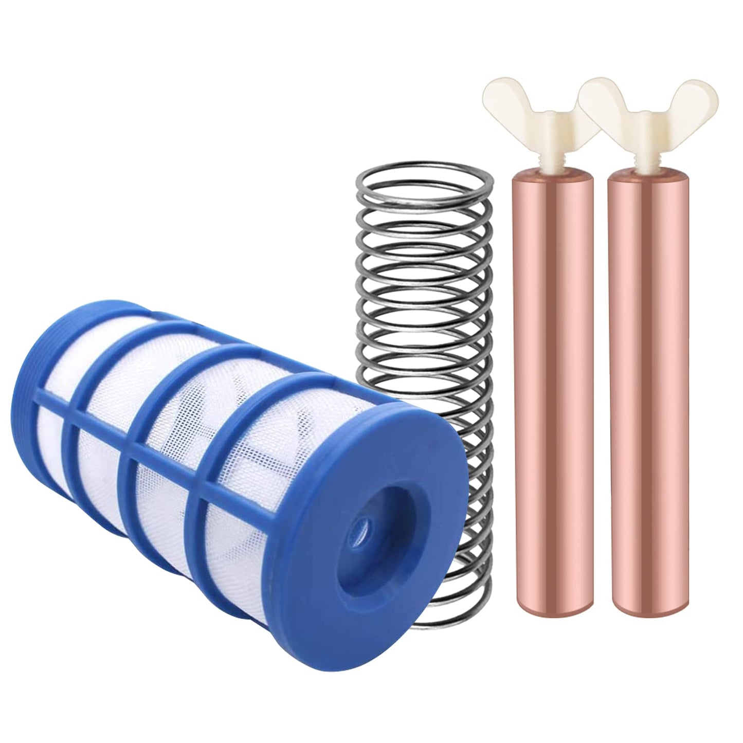 Zhitaoxun 6 Pcs Copper Anode Replacement Kit Solar Pool Replacement Copper Anode,4.13 x 0.71 Inch Threaded M6,Includes Copper Anode, Threaded Basket,Spring,Wing Screw