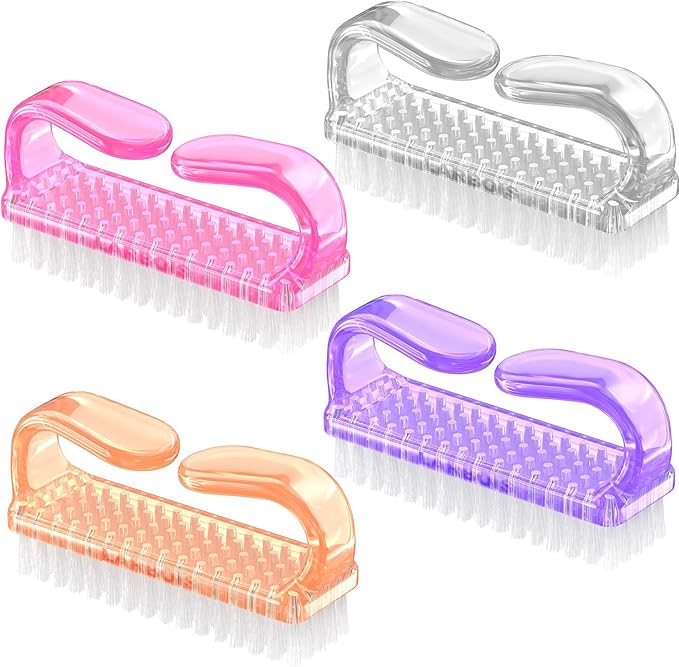 Handle Grip Nail Brush, Nail Brushes Hand Fingernail Brush Cleaner Scrubbing Kit Pedicure for Toes and Nails Men Women (4 Pack)