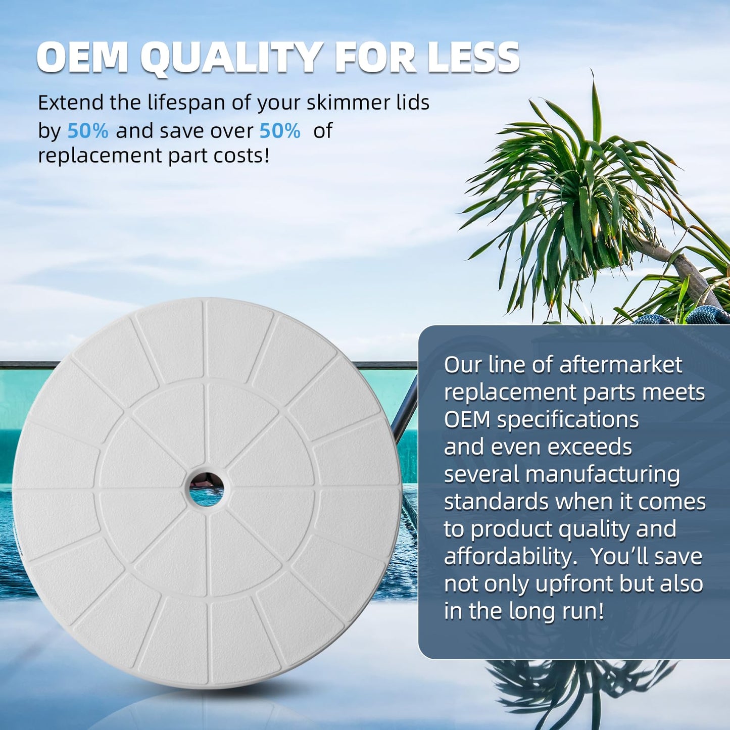 TonGass (2-Pack Round 9 1/8" Skimmer Valve Top Cover Lids Replacement Part for 9" Pool/Spa Deck Lid Plate Highly Durable Pool Skimmer Cover with UV Inhibitors