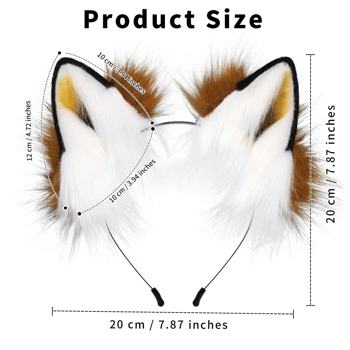 HAOAN Handmade Faux Fur Fox Wolf Ears Headband Halloween Christmas Cosplay Party Costume Accessories