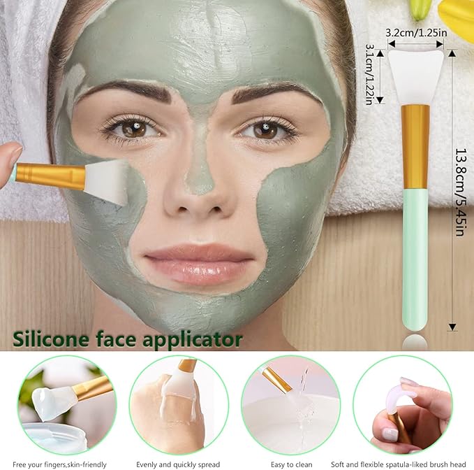 5PCS Silicone Scrubber Set, Lip Scrub Brush, Silicone Face Cleansing Brush, Face Applicator Tool and 2PCS Exfoliating Brushes for Men Women