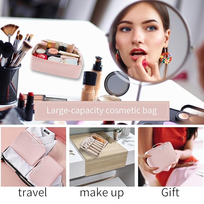 Travel Makeup Bag Cosmetic Bag Makeup Bag Toiletry bag for women and men(Pink)