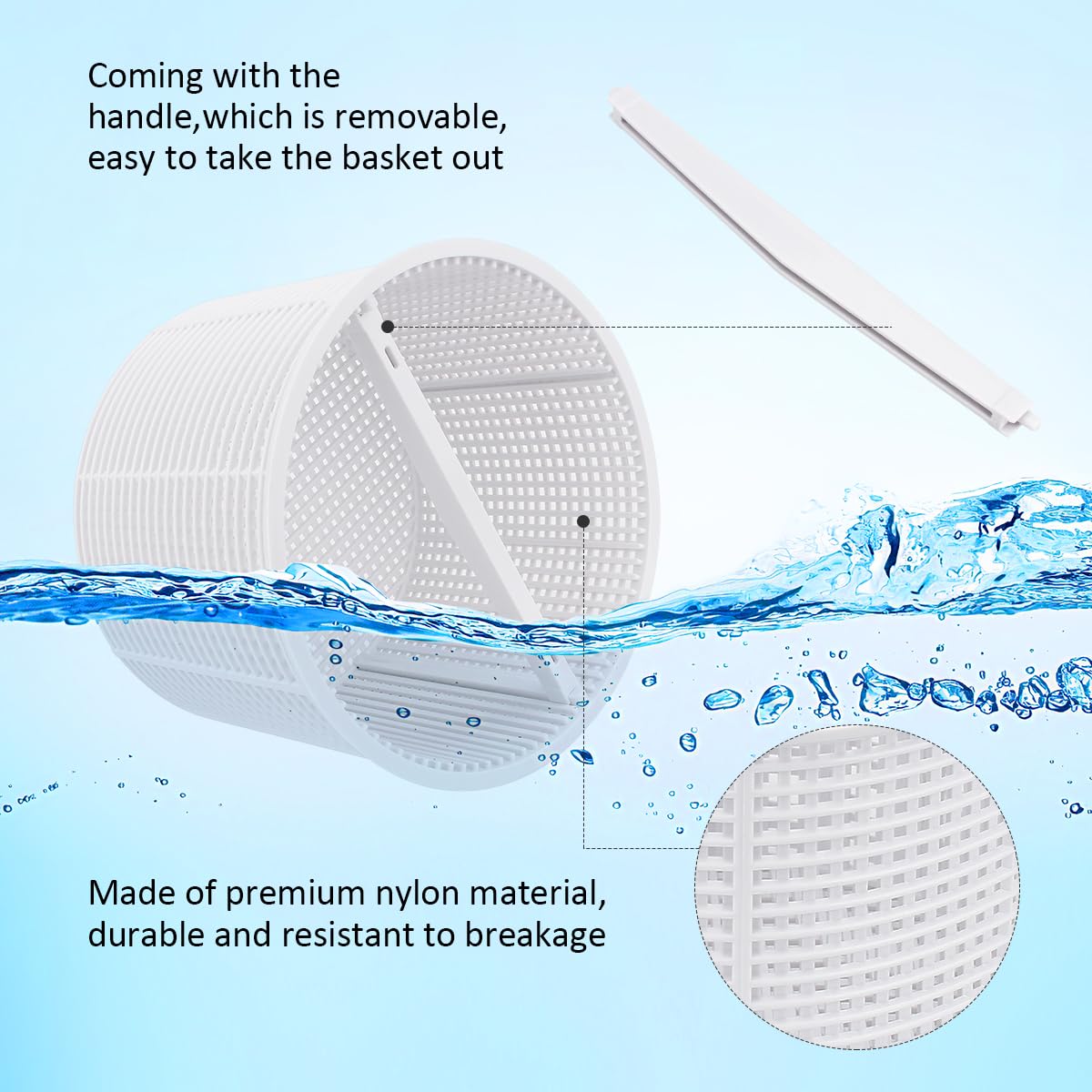 7'' Pool Skimmer Basket for Inground Pool Compatible with Hayward Skimmers Basket SPX1082CA & Aladdin B-152 Skimmer, Model SP1082 SP1083 SP1084 1085 SP1075 1075T 1076 1077 SP1082CA Pool Filter Basket
