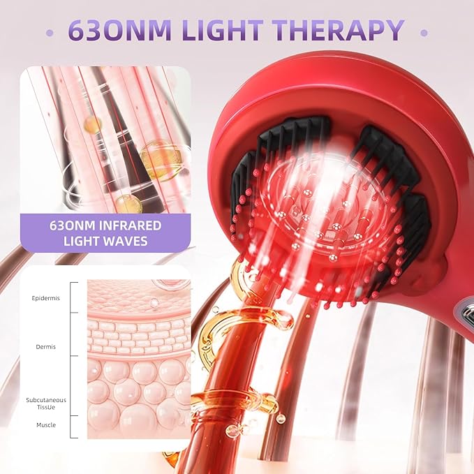 Hair Growth Brush Stimulator, Hair Oil Massager Scalp Oil Brush IPX5 Proof Electric Scalp Massager, 3 Massage Modes