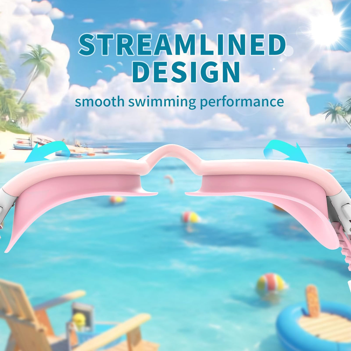 Whale Swim Goggles-A2 GE Patented Upgraded Polarized Swimming Goggles Anti-Fog Anti-UV for Adult Men Women Youth (Plane mirror, Pink frame)