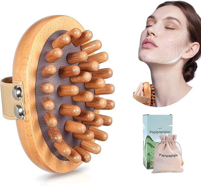 Meridian Massage Brush,Gua Sha Tool,Body Massage Brush,Wood Therapy Massage Tools, Body Sculpting Tools,Guasha Brush, Wooden Massage Tools,Meridian Brush for Belly((1PC)