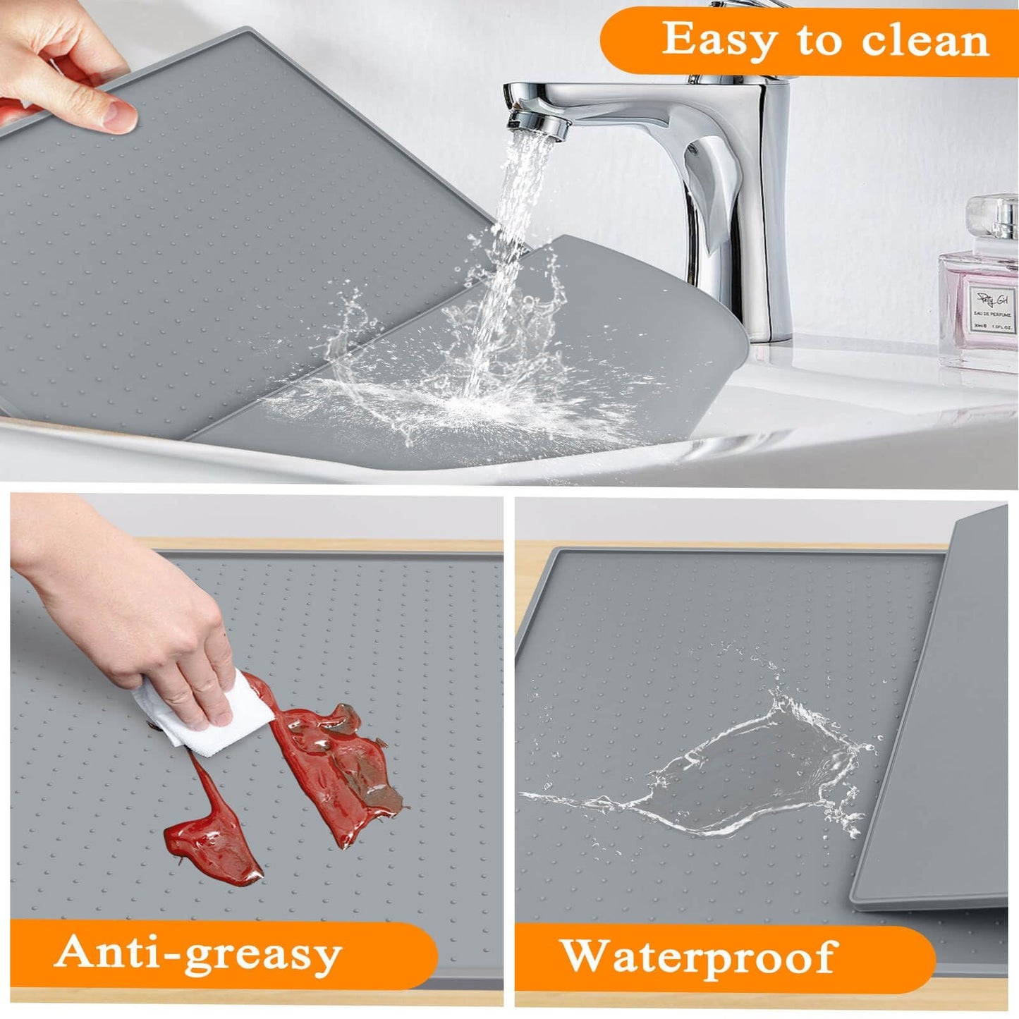 Nugget Ice Maker Countertop Mat with Non-Slip Dots, Waterproof Silicone Mat for Portable Small Mini Countertop Ice Machine Maker, 19''x12''