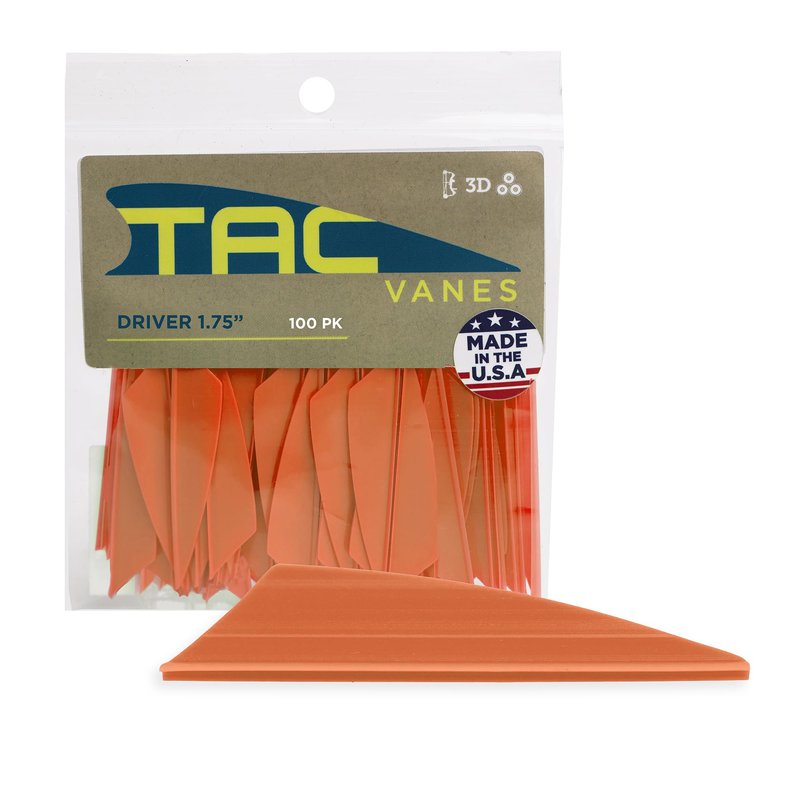 TAC Vanes Driver Arrow Vanes | Archery Fletching for Compound & Crossbow | Durable, Lightweight, High Accuracy, Orange 100 Pack
