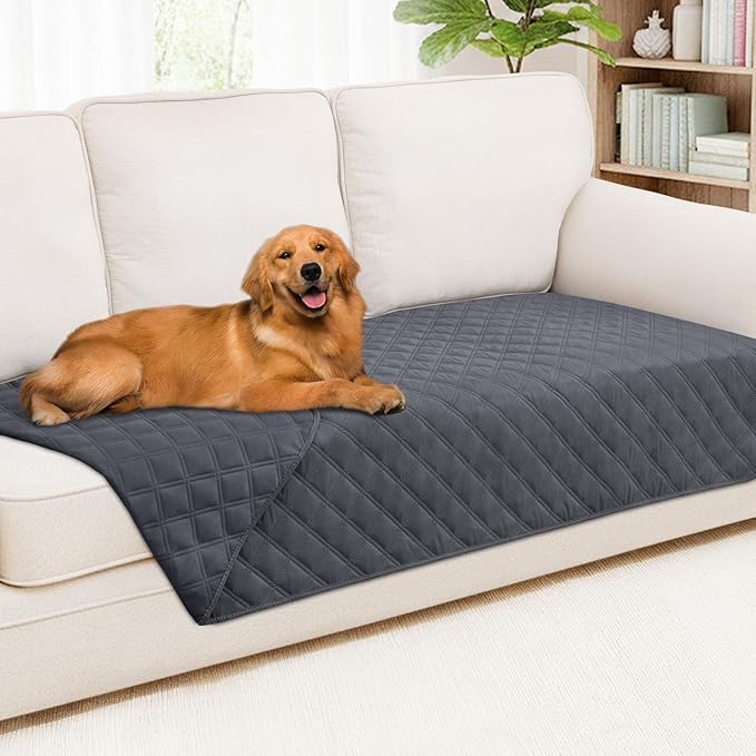 Smiry Waterproof Dog Bed Cover Pet Blanket, Soft Washable Dog Blanket for Furniture Bed Couch Sofa Reversible, Checkered (40"x80", Dark Grey/Dark Grey)