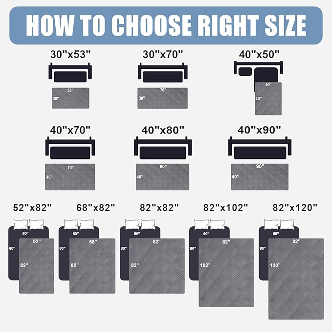 Smiry Waterproof Dog Bed Cover Blanket 30x70, Soft Reversible Pet Blanket, Washable Leakproof Cats Dogs Couch Cover for Sofa, Couch, Furniture, Grey/Grey