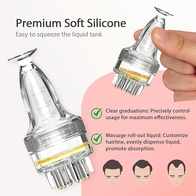 Minoxidil Applicator, Hair Oil Applicator, Scalp Oil Applicator, Mini Scalp Massager Hair Growth, Bottle Minoxidil Applicator Brush Tool, Minoxidil Application Tool with Massage Roller Ball