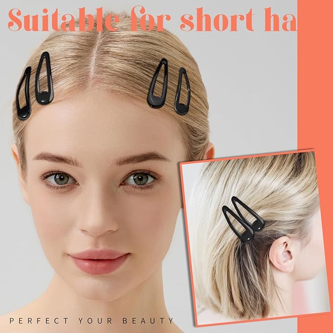 Teenitor 50Pcs Black Hair Barrettes For Women, 2 Inch Hair Barrettes Snap Hair Clips, Hair Clips For Women, Hair Accessories Black