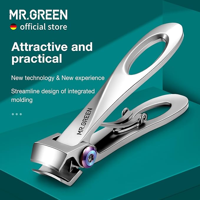 MR.GREEN Nail Clippers Wide Jaw Opening Stainless Steel Fingernail Clipper Thick Hard Toenail Cutter Manicure Scissors Tools (Nail Clipper (Large)+Nail File)