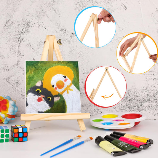 12 Pack 9 Inch Wood Easels, Easel Stand for Painting Canvases, Art, and Crafts, Tripod, Painting Party Easel, Kids Student Tabletop Easels for Painting, Portable Canvas Photo Picture Sign Holder
