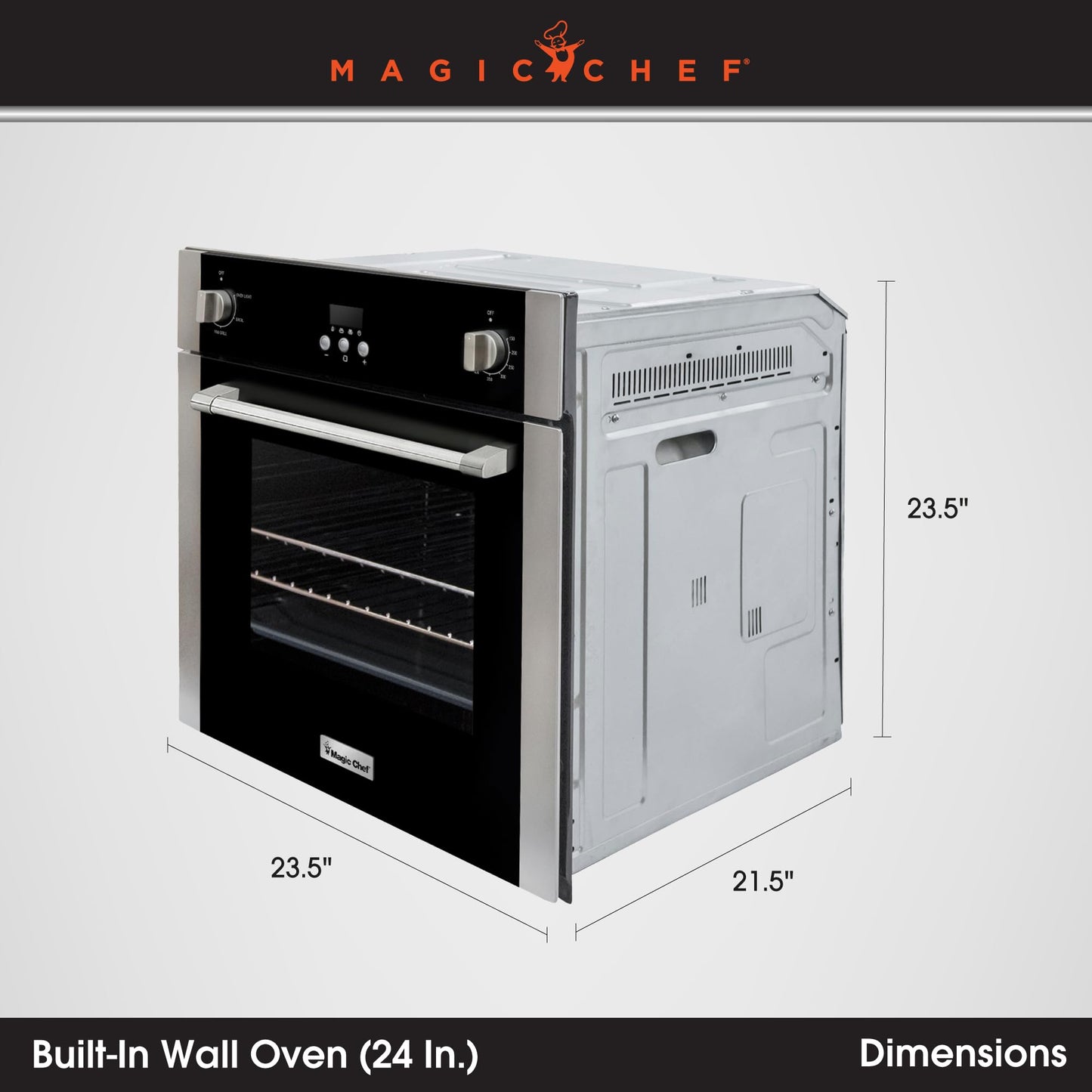 Magic Chef MCSWOE24S Electric 24" 2.2 cu. ft. Single Wall Oven with Convection, Stainless Steel