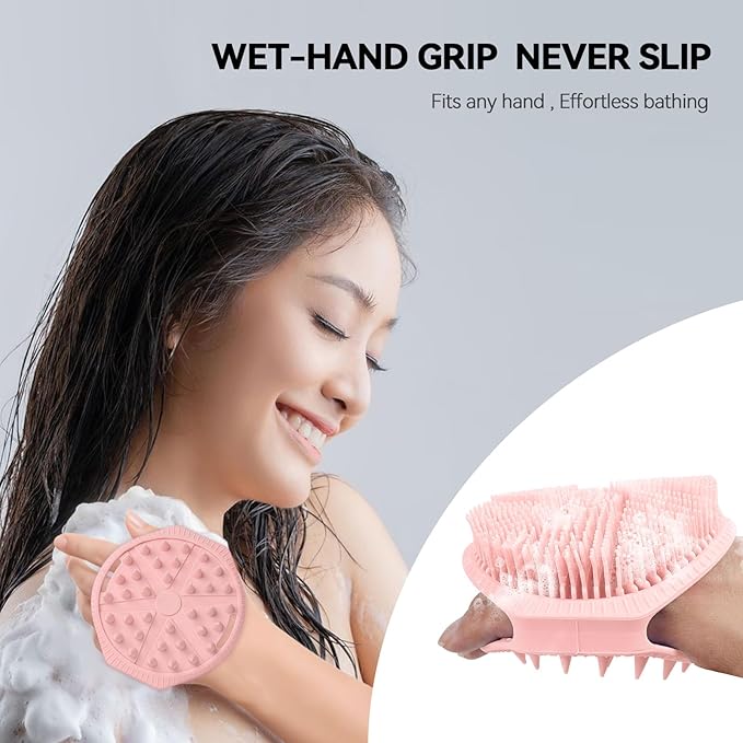 OTHIX Dual-Sided Silicone Body Scrubber -Silicone Loofah 2 in 1 Body Scrubber Exfoliator Ã¯Â¼Â Scalp Massager for Shower, All Skin Type, Lather Well, Easy to Clean, 1pc (Pink)