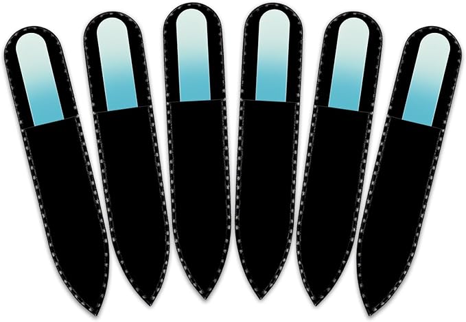 Mont Bleu Rainbow Crystal Nail File in Black Pouch - Small/Purse Size - Czech Tempered Glass - Handmade in Bohemia (Czech Republic)