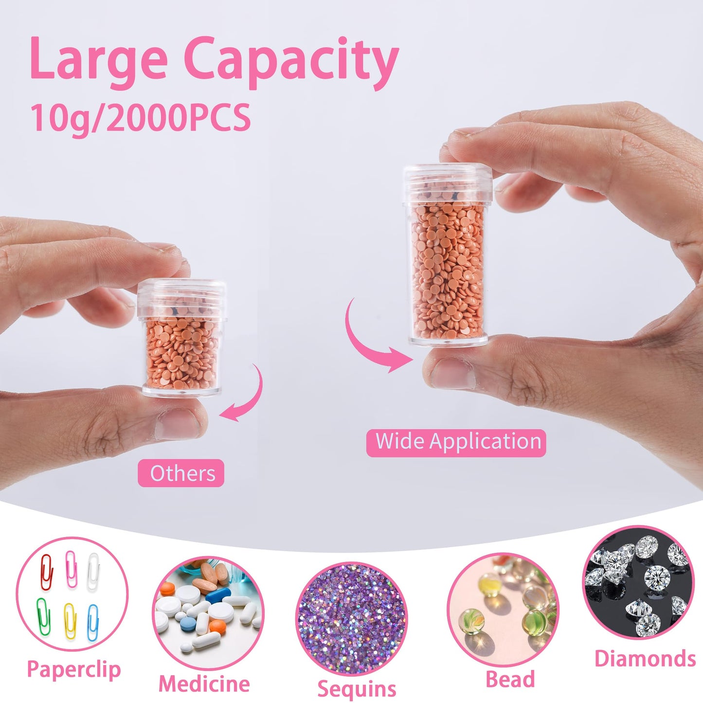 LYMUSUMI 30 Slots Diamond Art Storage Containers for Adults Portable Bead Storage Boxes for Diamond Painting Accessories and Tools（Rose Red）