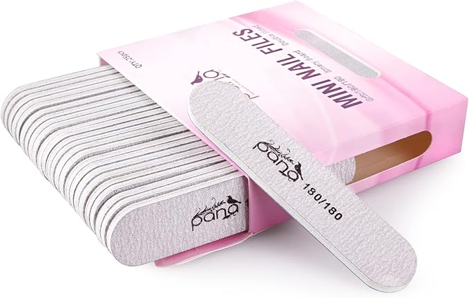 25PCS Mini Size PANA Professional Double Sided Nail Files - Zebra, 180/180 Grit - Emery Board Nail Buffering File Manicure Pedicure Nail Polisher Washable