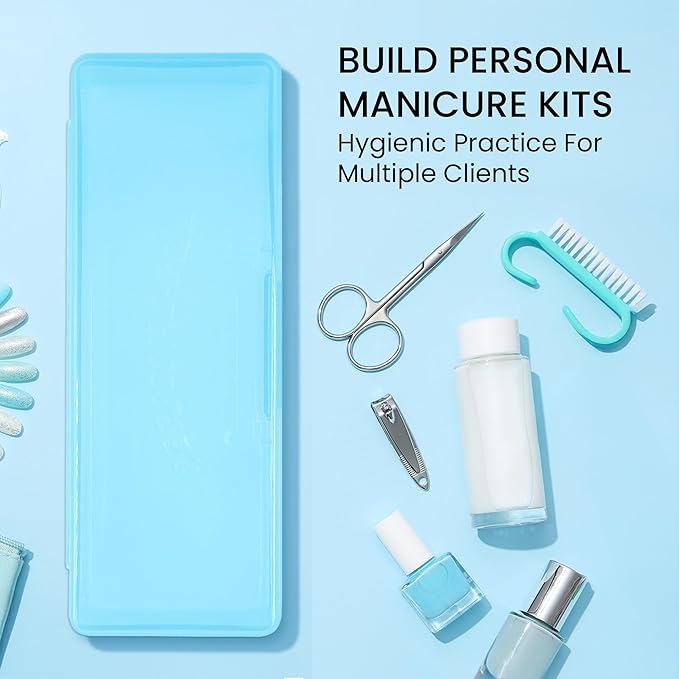 Beauticom Personal Box Storage Case for Professional Manicurist Nails Pedicure (Large Size) (4 Pieces, BLUE)