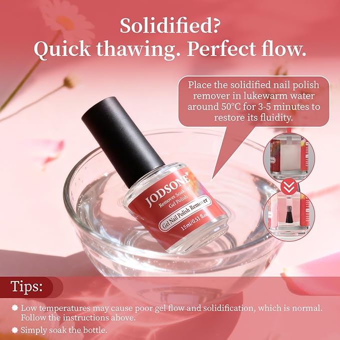 JODSONE 15ml Gel Nail Remover No Need Soaking or Wrapping for Quick And Easy Removal At Home with Cuticle Pusher and Nail File