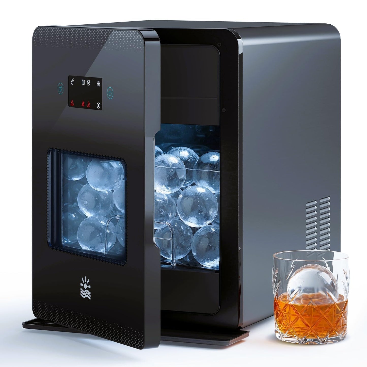 Oylus 2'' Clear Ice Ball Maker – 4 Ice Spheres in 35min, 144 pcs/Day, Auto&Manual Fill, Fast Round Ice Machine with LCD Touch Panel, Self-Cleaning, Home & Bar Maker for Whiskey Parties Gift(Black)