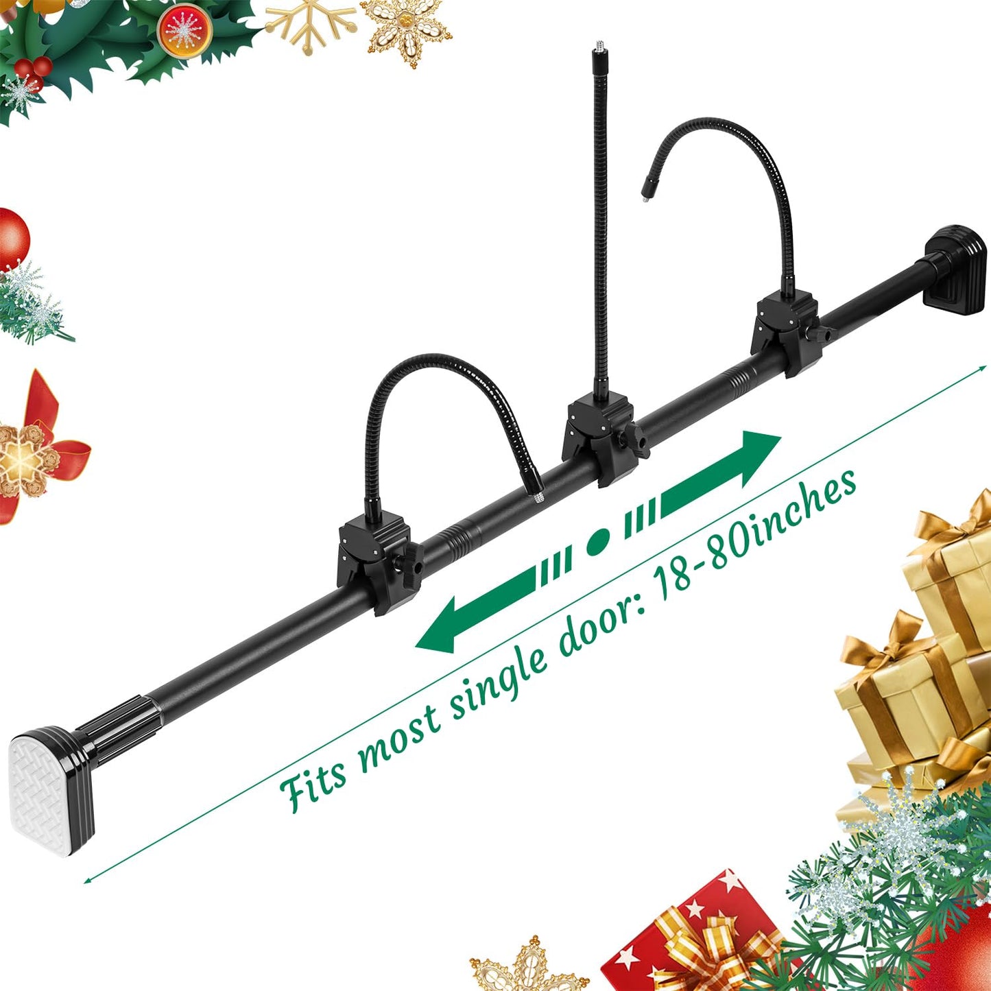 Garland Hanger for Front Door Frame, Adjustable Fits 18"-80" Doors（Large），Heavy-Duty Christmas Halloween Decoration Holder for Wreaths, Lights & More | No Screws, Drilling, Glue-Damage-Free