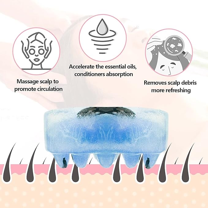 2 Pcs Ice Tray Hair Scalp Massage Molds, 4.5oz Unique Hair Brush Soap Bar Silicone Molds at Home (Blue and Pink)