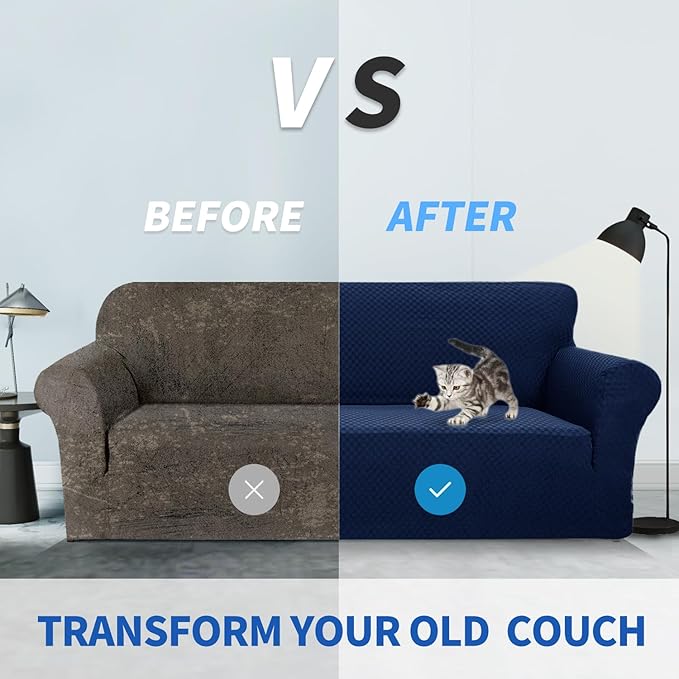 ZNSAYOTX 1 Piece Jacquard Chair Slipcovers for Living Room High Stretch Chair Covers with Arms Anti Slip Pets Friendly Couch Sofa Armchair Cover Furniture Protector (Chair, Navy Blue)